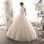 Vintage Champagner Brautkleider / Hochzeitskleider 2019 A Linie Stehkragen Ärmellos Rückenfreies Applikationen Spitze Perlenstickerei Lange Rüschen