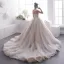 Elegant Champagne Wedding Dresses 2019 A-Line / Princess Spaghetti Straps Sleeveless Backless Beading Chapel Train Ruffle