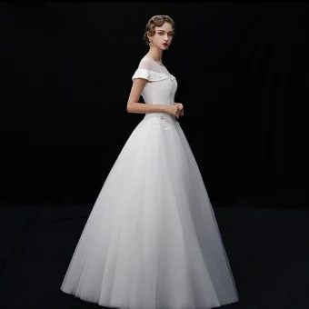 Vintage Originale Ivoire Transparentes Robe De Mariée 2019 Princesse Encolure Dégagée Manches Courtes Appliques En Dentelle Paillettes Perlage Longue Volants