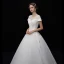 Vintage / Retro Ivory See-through Wedding Dresses 2019 A-Line / Princess Scoop Neck Short Sleeve Appliques Lace Sequins Beading Floor-Length / Long Ruffle