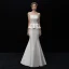 Schlicht Ivory / Creme Satin Brautkleider / Hochzeitskleider 2019 Meerjungfrau Bandeau Ärmellos Rückenfreies Lange Rüschen