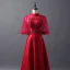 Vintage Burgundy See-through Prom Dresses 2018 A-Line / Princess High Neck 1/2 Sleeves Appliques Lace Beading Floor-Length / Long Ruffle Backless Formal Dresses