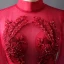 Vintage Burgundy See-through Prom Dresses 2018 A-Line / Princess High Neck 1/2 Sleeves Appliques Lace Beading Floor-Length / Long Ruffle Backless Formal Dresses