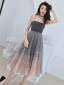 Modest / Simple Grey Gradient-Color Homecoming Graduation Dresses 2019 A-Line / Princess Spaghetti Straps Sleeveless Tea-length Ruffle Backless Formal Dresses