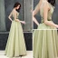 Illusion Sage Green See-through Evening Dresses  2019 A-Line / Princess V-Neck Sleeveless Appliques Flower Bow Sash Floor-Length / Long Ruffle Backless Formal Dresses