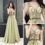 Illusion Sage Green See-through Evening Dresses  2019 A-Line / Princess V-Neck Sleeveless Appliques Flower Bow Sash Floor-Length / Long Ruffle Backless Formal Dresses