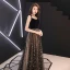 Modern / Fashion Black Evening Dresses  2019 A-Line / Princess Spaghetti Straps Sleeveless Beading Sash Appliques Star Floor-Length / Long Ruffle Backless Formal Dresses