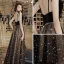 Modern / Fashion Black Evening Dresses  2019 A-Line / Princess Spaghetti Straps Sleeveless Beading Sash Appliques Star Floor-Length / Long Ruffle Backless Formal Dresses