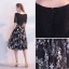 Chic / Belle Noire Robe De Soirée 2018 Princesse Encolure Dégagée Manches Courtes Étoile Ceinture Longue Volants Dos Nu Robe De Ceremonie