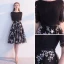Chic / Belle Noire Robe De Soirée 2018 Princesse Encolure Dégagée Manches Courtes Étoile Ceinture Longue Volants Dos Nu Robe De Ceremonie