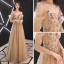 Élégant Doré Transparentes Robe De Soirée 2019 Princesse De l'épaule Bretelles Spaghetti Manches Longues Ceinture Appliques En Dentelle Perlage Longue Volants Dos Nu Robe De Ceremonie