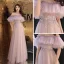 Chic Rougissant Rose Transparentes Robe De Soirée 2019 Princesse De l'épaule Manches Courtes Appliques En Dentelle Faux Diamant Longue Volants Dos Nu Robe De Ceremonie Printemps