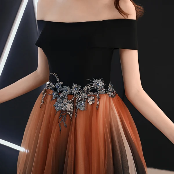 Coloré Multi-Couleurs Robe De Soirée 2019 Princesse De l'épaule Manches Courtes Appliques En Dentelle Perlage Longue Volants Dos Nu Robe De Ceremonie