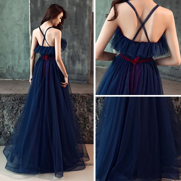 asymmetrical maxi dress with sleeves Light Blue A-line Lace Flower Homecoming Dresses, MH580 main image 0