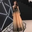 Élégant Orange Robe De Soirée 2019 Princesse Une épaule Sans Manches Appliques En Dentelle Perlage Longue Volants Dos Nu Robe De Ceremonie