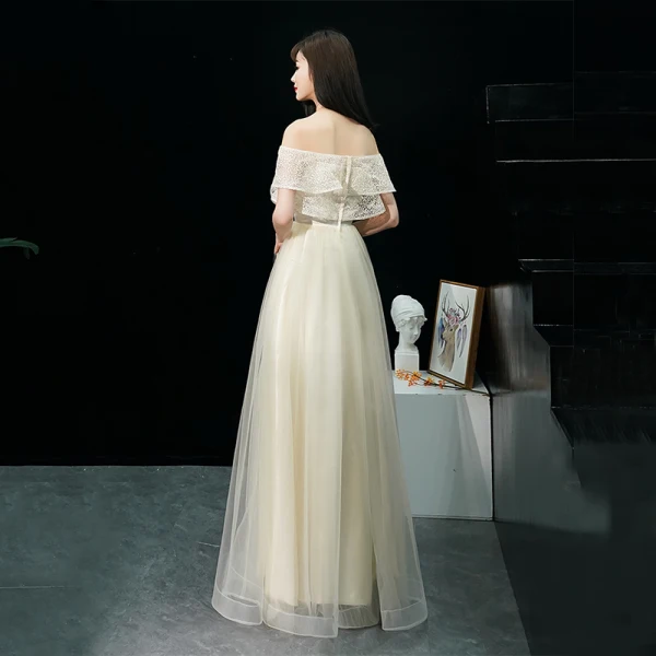 Affordable Black Evening Dresses  2019 A-Line / Princess Off-The-Shoulder Short Sleeve Floor-Length / Long Ruffle Backless Formal Dresses