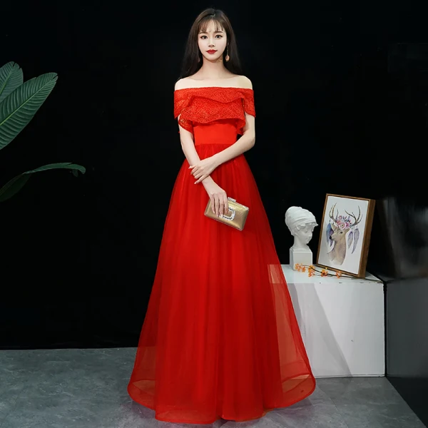 Affordable Black Evening Dresses 2019 A-Line / Princess Off-The-Shoulder Short Sleeve Floor-Length / Long Ruffle Backless Formal Dresses
