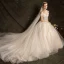 Affordable Champagne Wedding Dresses 2019 Ball Gown Off-The-Shoulder Short Sleeve Backless Appliques Lace Sequins Pearl Beading Chapel Train Ruffle