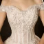 Affordable Champagne Wedding Dresses 2019 Ball Gown Off-The-Shoulder Short Sleeve Backless Appliques Lace Sequins Pearl Beading Chapel Train Ruffle