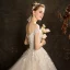 Affordable Champagne Wedding Dresses 2019 Ball Gown Off-The-Shoulder Short Sleeve Backless Appliques Lace Sequins Pearl Beading Chapel Train Ruffle