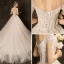 Affordable Champagne Wedding Dresses 2019 Ball Gown Off-The-Shoulder Short Sleeve Backless Appliques Lace Sequins Pearl Beading Chapel Train Ruffle