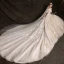 Affordable Champagne Wedding Dresses 2019 Ball Gown Off-The-Shoulder Bell sleeves Backless Appliques Lace Pearl Beading Cathedral Train Ruffle
