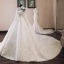 Luxury / Gorgeous Chinese style Ivory See-through Wedding Dresses 2019 Ball Gown High Neck Long Sleeve Backless Appliques Lace Beading Cathedral Train Ruffle