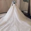 Luxury / Gorgeous Chinese style Ivory See-through Wedding Dresses 2019 Ball Gown High Neck Long Sleeve Backless Appliques Lace Beading Cathedral Train Ruffle