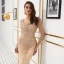 Luxe Doré Transparentes Robe De Soirée 2019 Trompette / Sirène V-Cou Manches Longues Paillettes Faux Diamant Perlage Train De Balayage Robe De Ceremonie