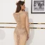 Luxe Doré Transparentes Robe De Soirée 2019 Trompette / Sirène V-Cou Manches Longues Paillettes Faux Diamant Perlage Train De Balayage Robe De Ceremonie