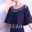 Élégant Bleu Marine Transparentes Robe De Soirée 2018 Trompette / Sirène Encolure Dégagée 1/2 Manches Appliques En Dentelle Faux Diamant Longue Volants Robe De Ceremonie