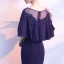 Élégant Bleu Marine Transparentes Robe De Soirée 2018 Trompette / Sirène Encolure Dégagée 1/2 Manches Appliques En Dentelle Faux Diamant Longue Volants Robe De Ceremonie