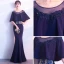 Élégant Bleu Marine Transparentes Robe De Soirée 2018 Trompette / Sirène Encolure Dégagée 1/2 Manches Appliques En Dentelle Faux Diamant Longue Volants Robe De Ceremonie