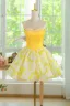 Chic / Belle Jaune Courte de retour Robe De Fête 2024 Robe De Graduation Bustier Sans Manches Dos Nu Tulle