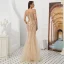 Luxury / Gorgeous Gold Evening Dresses  2019 Trumpet / Mermaid Off-The-Shoulder Spaghetti Straps Short Sleeve Beading Floor-Length / Long Ruffle Backless Formal Dresses