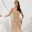 Luxury / Gorgeous Gold Evening Dresses  2019 Trumpet / Mermaid Off-The-Shoulder Spaghetti Straps Short Sleeve Beading Floor-Length / Long Ruffle Backless Formal Dresses