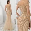 Luxury / Gorgeous Gold Evening Dresses  2019 Trumpet / Mermaid Off-The-Shoulder Spaghetti Straps Short Sleeve Beading Floor-Length / Long Ruffle Backless Formal Dresses