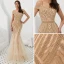 Luxury / Gorgeous Gold Evening Dresses  2019 Trumpet / Mermaid Off-The-Shoulder Spaghetti Straps Short Sleeve Beading Floor-Length / Long Ruffle Backless Formal Dresses