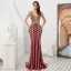 Luxury / Gorgeous Gold Evening Dresses  2019 Trumpet / Mermaid V-Neck Sleeveless Beading Sweep Train Ruffle Backless Formal Dresses