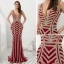 Luxury / Gorgeous Gold Evening Dresses  2019 Trumpet / Mermaid V-Neck Sleeveless Beading Sweep Train Ruffle Backless Formal Dresses