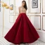 Luxury / Gorgeous Vintage / Retro Red See-through Evening Dresses  2019 A-Line / Princess High Neck Short Sleeve Rhinestone Beading Floor-Length / Long Ruffle Satin Formal Dresses