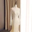 Elegant Champagne See-through Wedding Dresses 2019 Trumpet / Mermaid Scoop Neck Long Sleeve Backless Appliques Lace Rhinestone Beading Court Train Ruffle