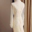 Elegant Champagne See-through Wedding Dresses 2019 Trumpet / Mermaid Scoop Neck Long Sleeve Backless Appliques Lace Rhinestone Beading Court Train Ruffle