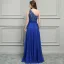 Glamour Bleu Roi Chiffon Robe De Soirée 2019 Princesse Une épaule Sans Manches Appliques En Dentelle Perlage Longue Volants Dos Nu Robe De Ceremonie