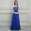 Glamour Bleu Roi Chiffon Robe De Soirée 2019 Princesse Une épaule Sans Manches Appliques En Dentelle Perlage Longue Volants Dos Nu Robe De Ceremonie