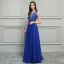 Glamour Bleu Roi Chiffon Robe De Soirée 2019 Princesse Une épaule Sans Manches Appliques En Dentelle Perlage Longue Volants Dos Nu Robe De Ceremonie