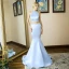 2 Pièces Bleu Ciel Satin Robe De Soirée 2019 Trompette / Sirène Titulaire Sans Manches Perlage Train De Balayage Dos Nu Robe De Ceremonie