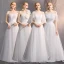 Affordable Ivory Bridesmaid Dresses 2019 A-Line / Princess Floor-Length / Long Ruffle Backless Wedding Party Dresses