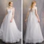 Affordable Ivory Bridesmaid Dresses 2019 A-Line / Princess Floor-Length / Long Ruffle Backless Wedding Party Dresses