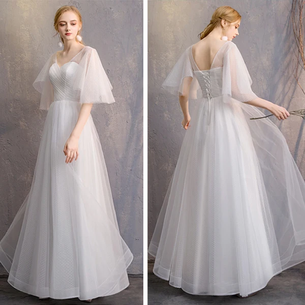 Affordable Ivory Bridesmaid Dresses 2019 A-Line / Princess Floor-Length / Long Ruffle Backless Wedding Party Dresses